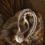 Vintage Puka Shell Necklace with Quartz & Shiva Eye Shell