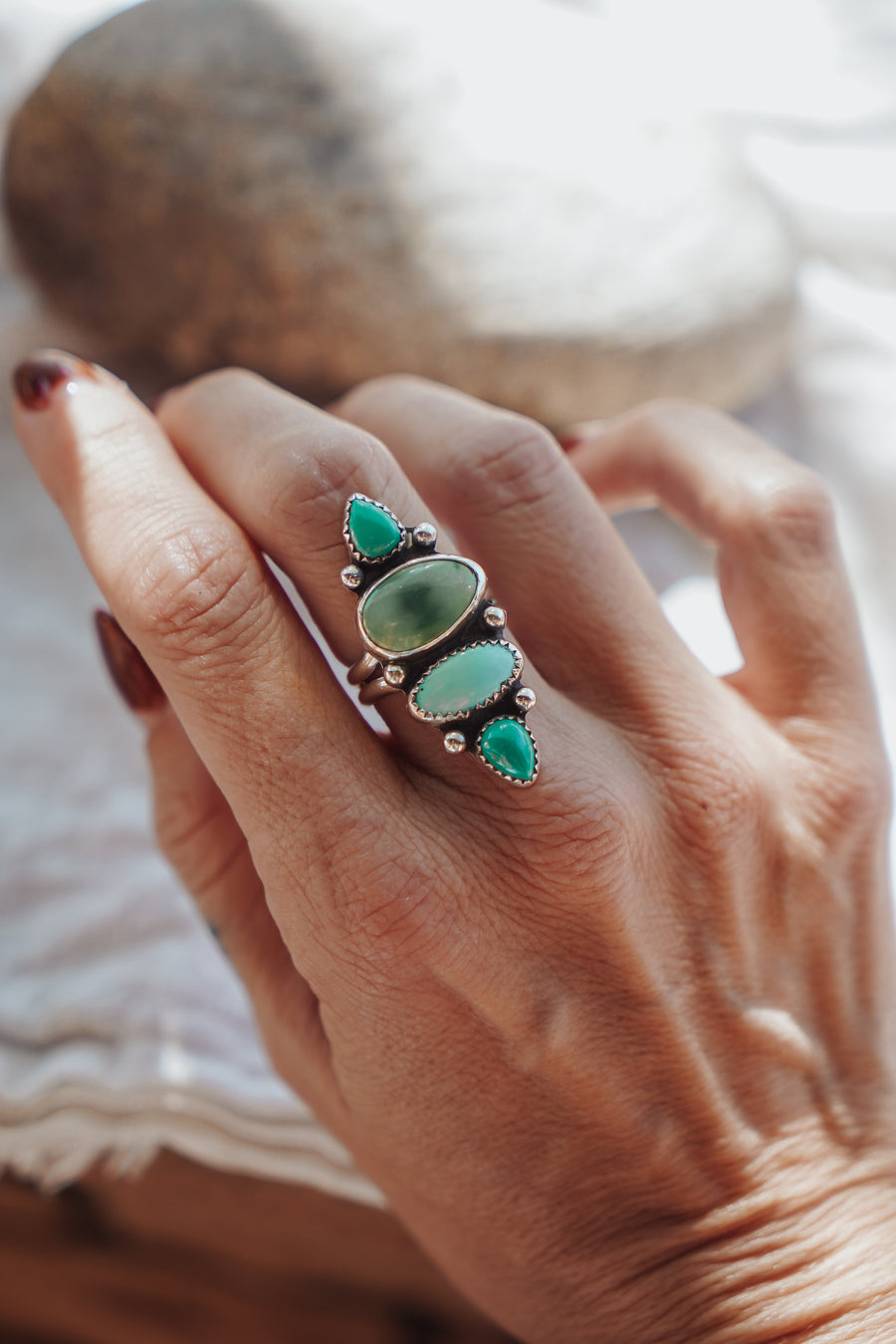 Cairn Ring in Kingman, Verde Valley, & Campitos Turquoise (Size 7)