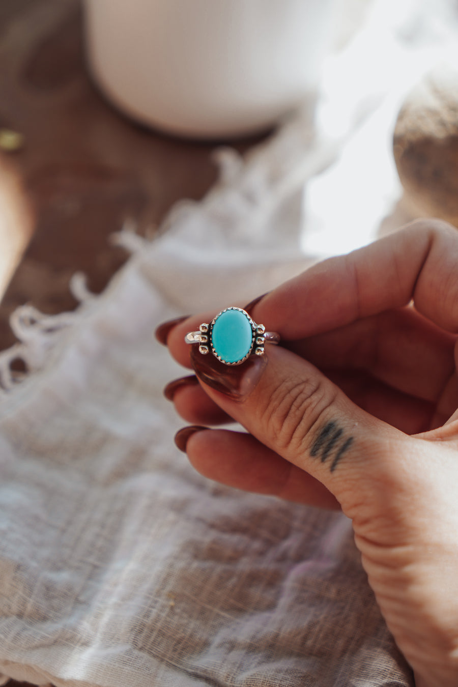 Ellipsis Ring in Campitos Turquoise (Size 8.75)