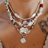Rainbow Shell Beads with Sterling Silver Shell Charm