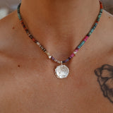 Rainbow Shell Beads with Sterling Silver Shell Charm