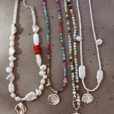 Rainbow Shell Beads with Sterling Silver Shell Charm