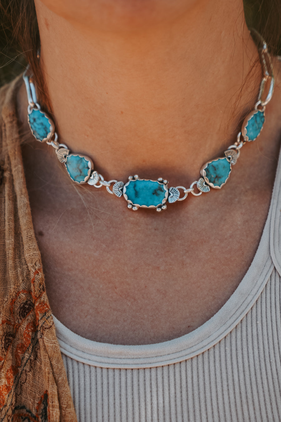Adjustable Statement Choker in Sonoran Gem Turquoise