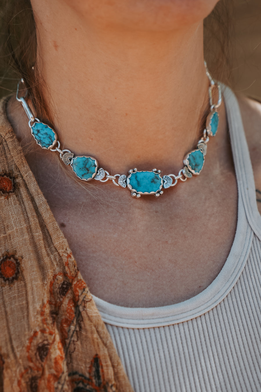 Adjustable Statement Choker in Sonoran Gem Turquoise