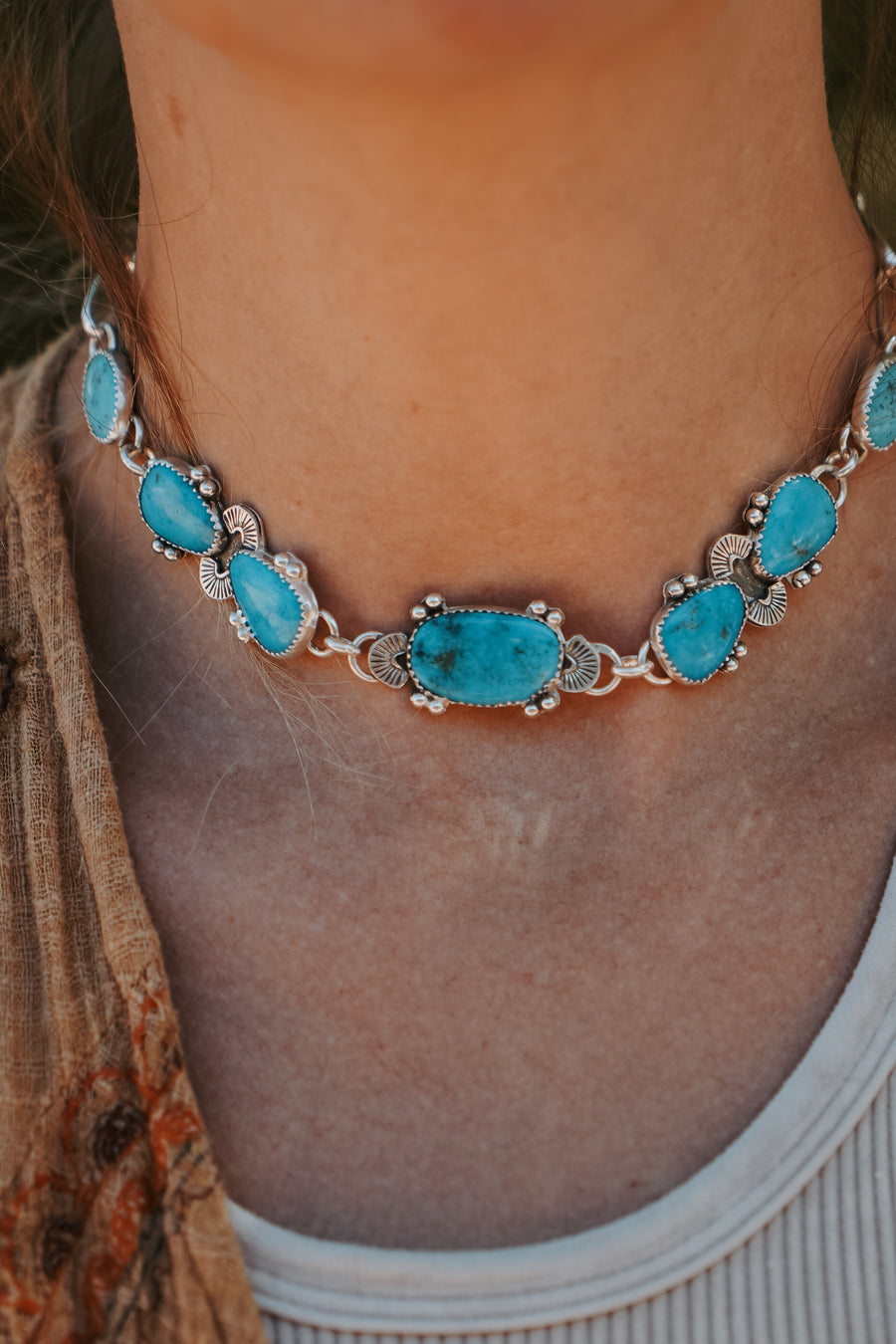 Adjustable Statement Choker in Sonoran Gem Turquoise