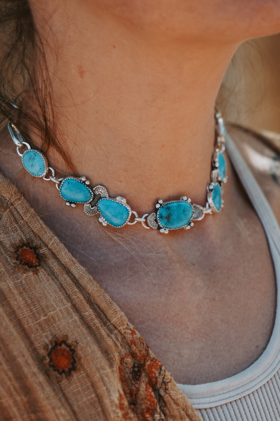 Adjustable Statement Choker in Sonoran Gem Turquoise