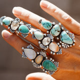 Cairn Ring in Campitos Turquoise, Herkimer Diamond, & Healer Quartz (Size 8)