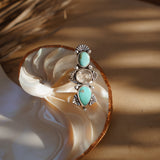 Cairn Ring in Tyrone Turquoise + Herkimer Diamond (Size 7)