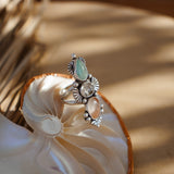 Cairn Ring in Campitos Turquoise, Herkimer Diamond, & Healer Quartz (Size 8)
