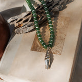 The Spire Shell in Jade + Mother of Pearl Chain