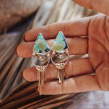 Stud Earrings in Hubei Turquoise with Sterling Silver Fringe