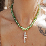 The Spire Shell in Jade + Mother of Pearl Chain