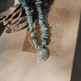 Nautilus Shell Necklace with Larimar Beads