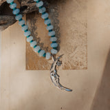 The Lunara Necklace in Aquamarine + Glass Beads