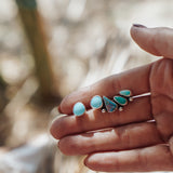 Ear Crawler + Stud Combo in Boulder Opal Doublet, Campitos, & Hubei Turquoise