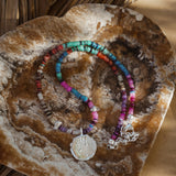 Rainbow Shell Beads with Sterling Silver Shell Charm