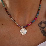 Rainbow Shell Beads with Sterling Silver Shell Charm