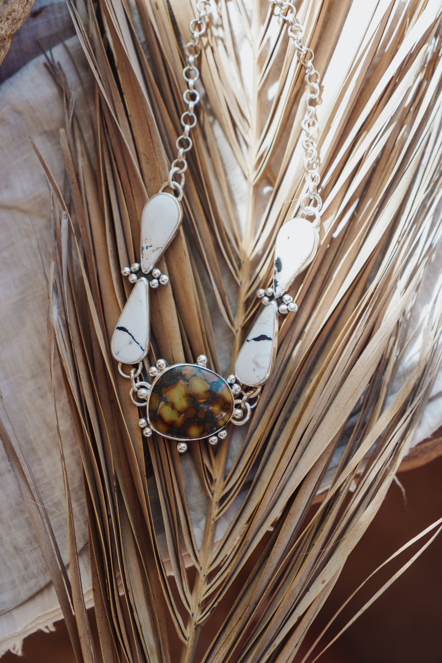 Statement Choker in Blackjack Turquoise & White Buffalo
