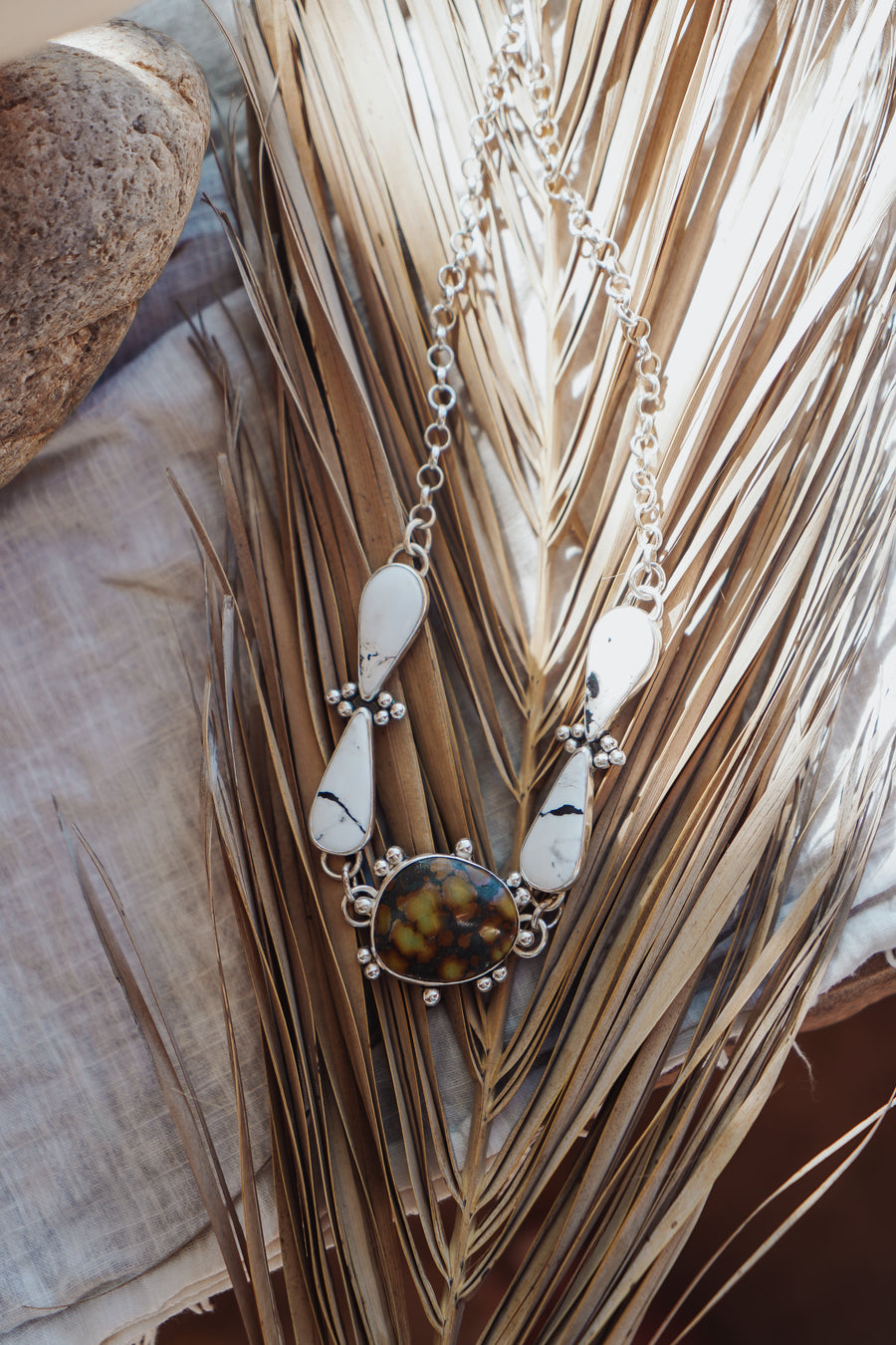 Statement Choker in Blackjack Turquoise & White Buffalo