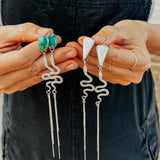 Serpent Earrings in Royston Turquoise