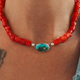 IYKYK Choker in Sonoran Mtn w/ Coral Beads