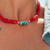 IYKYK Choker in Sonoran Mtn w/ Coral Beads