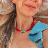 IYKYK Choker in Sonoran Mtn w/ Coral Beads