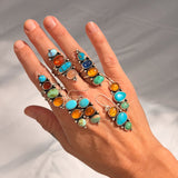 Cairn Ring in Verde Valley, Blue Ridge, Red Kyanite, & Amber (Size 8)