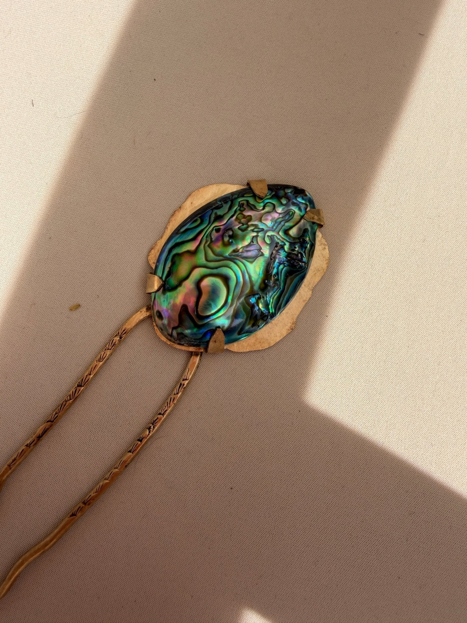 Abalone Shell Hair Fork - Golden Road Crafted