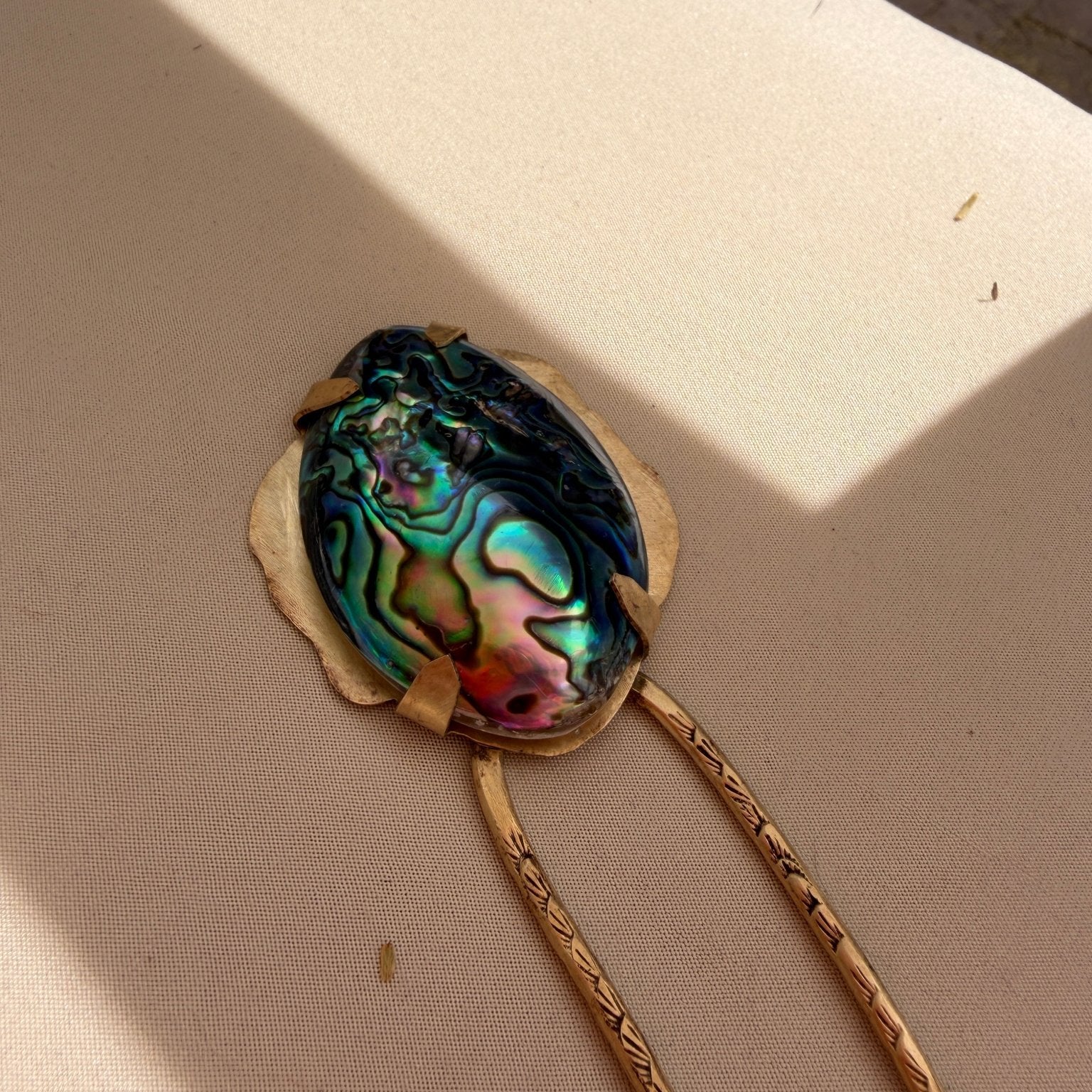 Abalone Shell Hair Fork - Golden Road Crafted