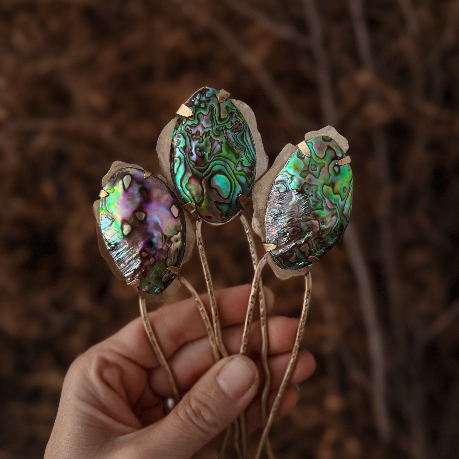 Abalone Shell Hair Fork no.3 - Golden Road Crafted