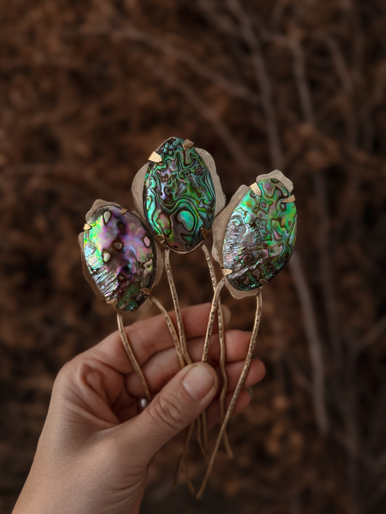 Abalone Shell Hair Fork no.3 - Golden Road Crafted