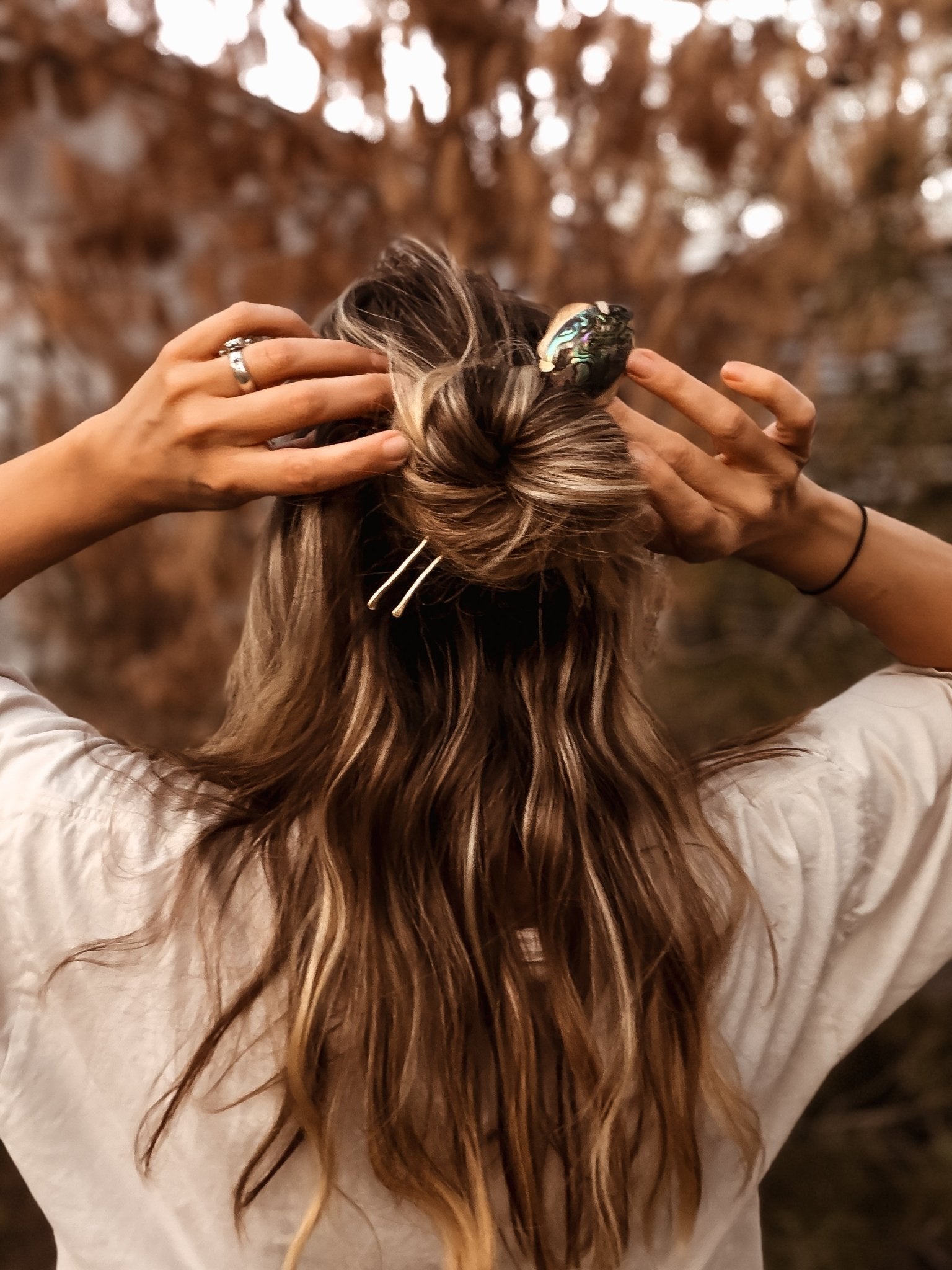 Abalone Shell Hair Fork no.3 - Golden Road Crafted