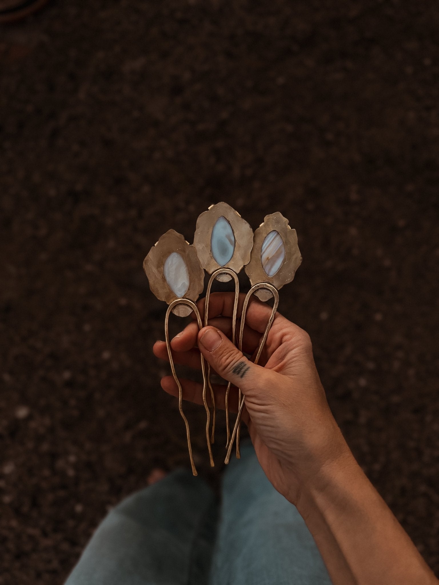 Abalone Shell Hair Fork no.3 - Golden Road Crafted