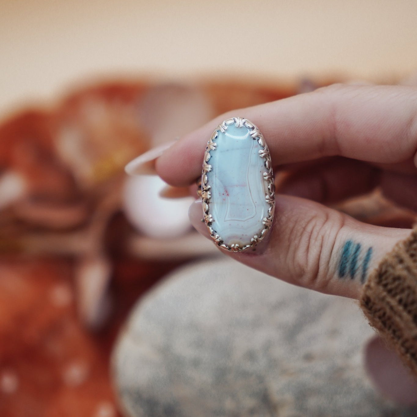 Agate Ring (Size 7) - Golden Road Crafted