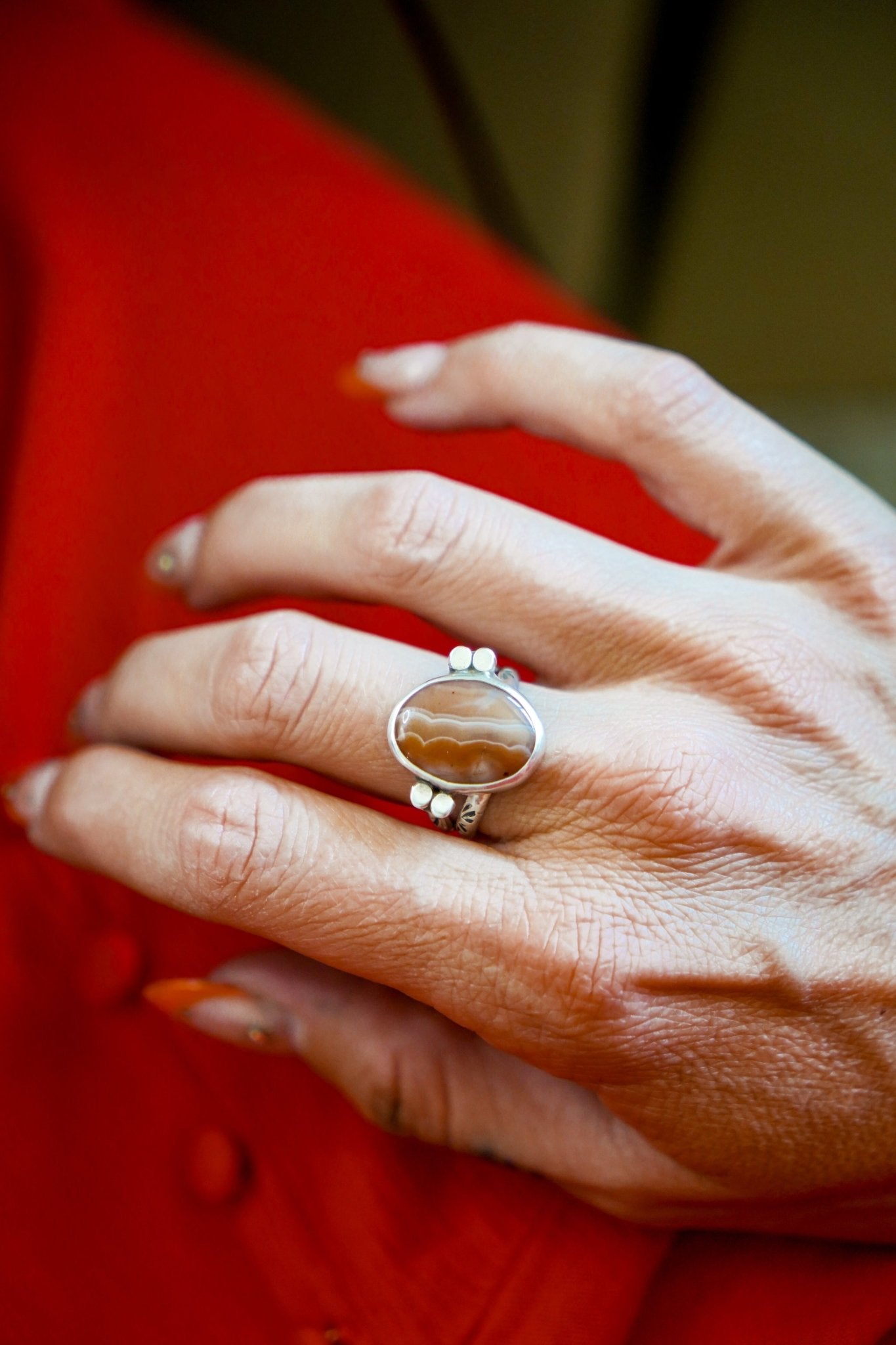 Agate Ring (Size 8.5) - Golden Road Crafted