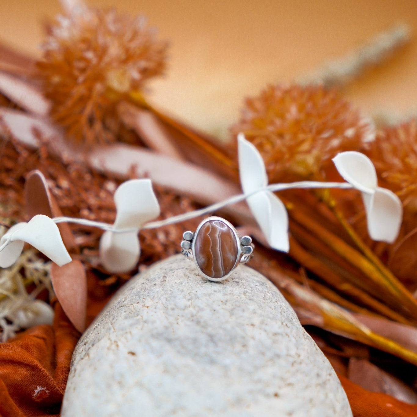 Agate Ring (Size 8.5) - Golden Road Crafted