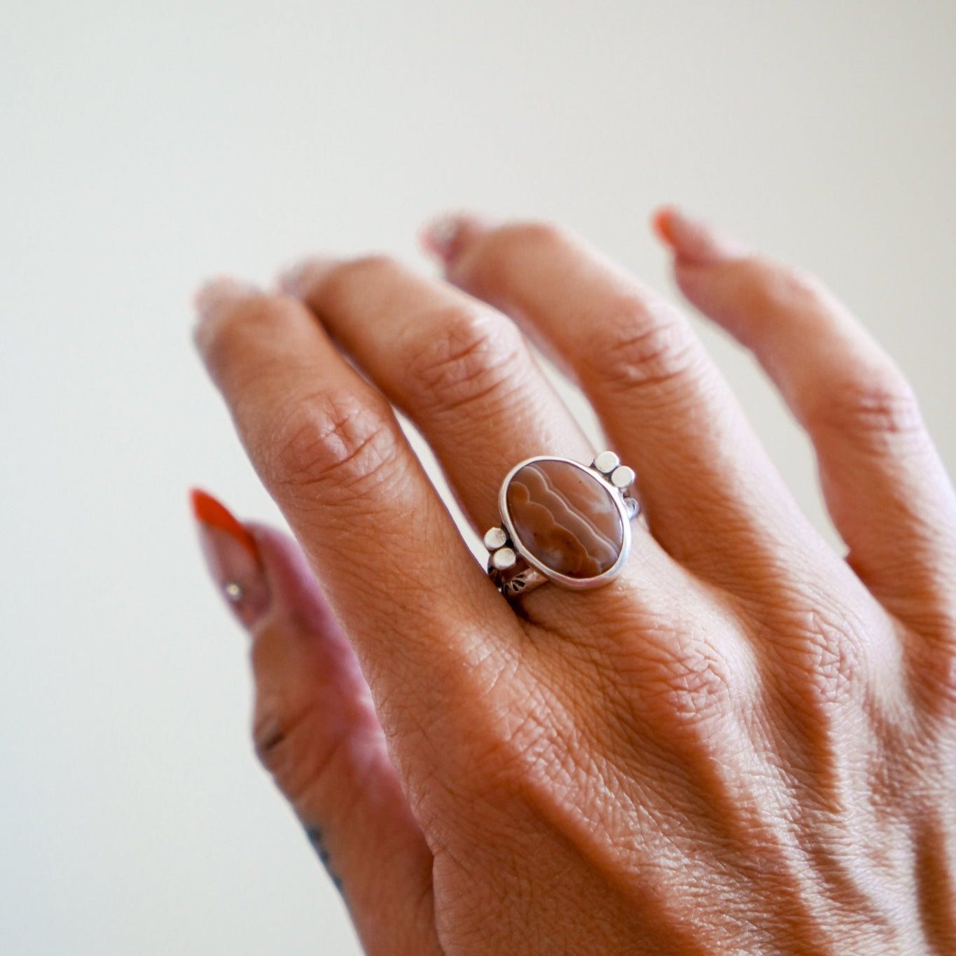 Agate Ring (Size 8.5) - Golden Road Crafted