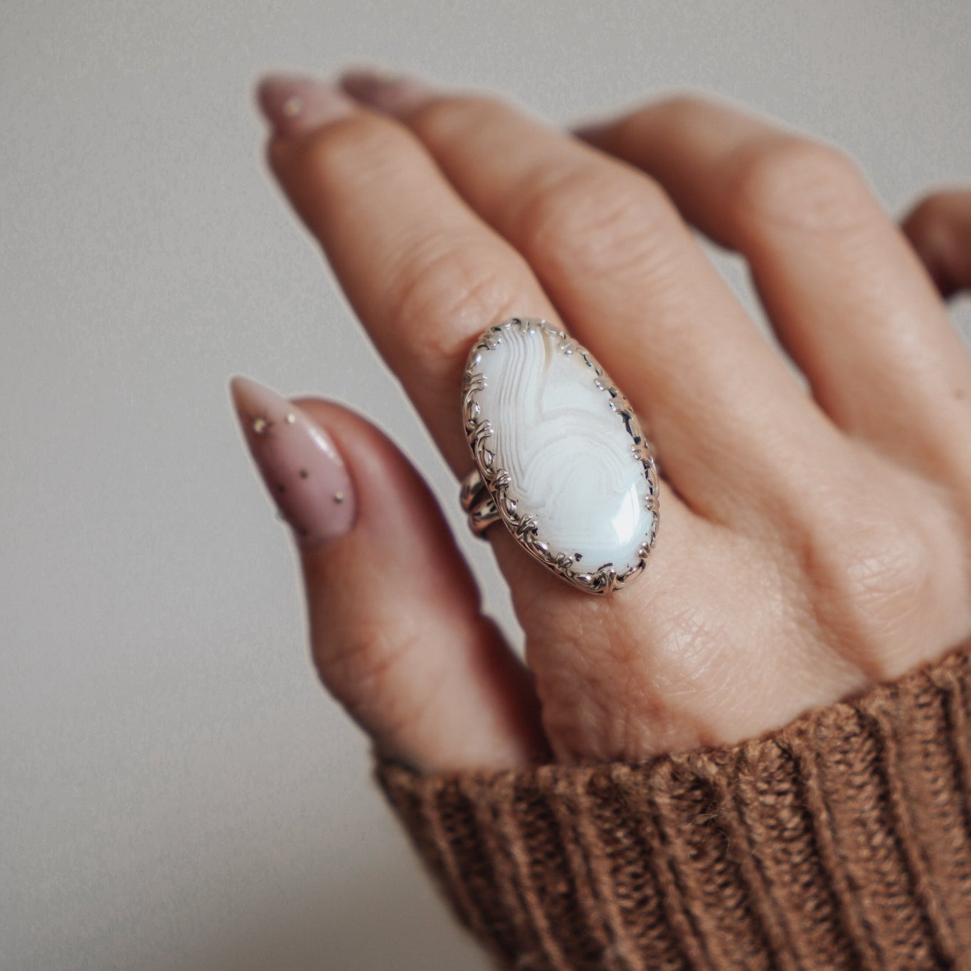 Agate Ring (Size 9.5) - Golden Road Crafted