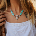 Agate + Tyrone Turquoise Necklace - Golden Road Crafted
