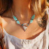 Agate + Tyrone Turquoise Necklace - Golden Road Crafted
