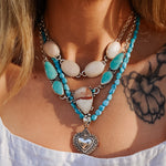 Agate + Tyrone Turquoise Necklace - Golden Road Crafted