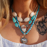 Agate + Tyrone Turquoise Necklace - Golden Road Crafted