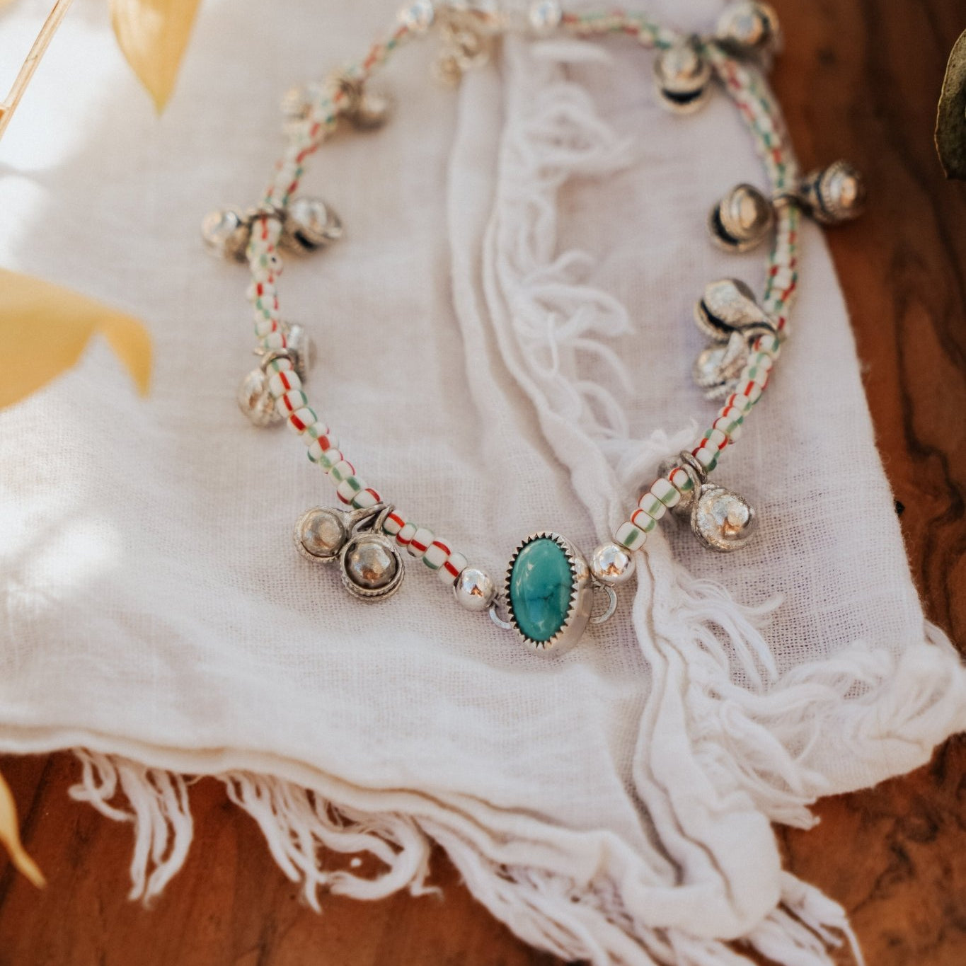 Anklet in Carico Lake Turquoise - Golden Road Crafted