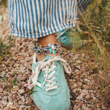 Anklet in Carico Lake Turquoise - Golden Road Crafted