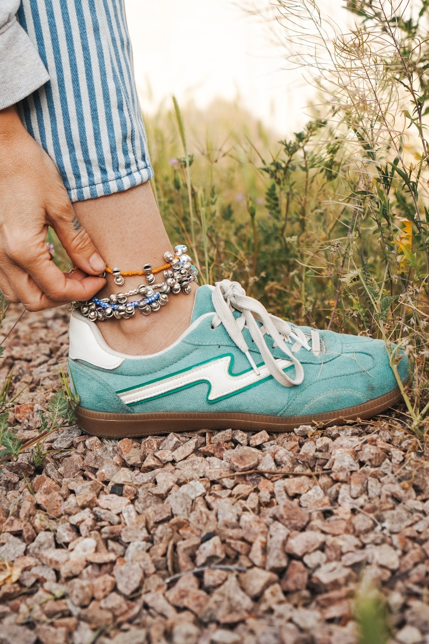 Anklet in Carico Lake Turquoise - Golden Road Crafted