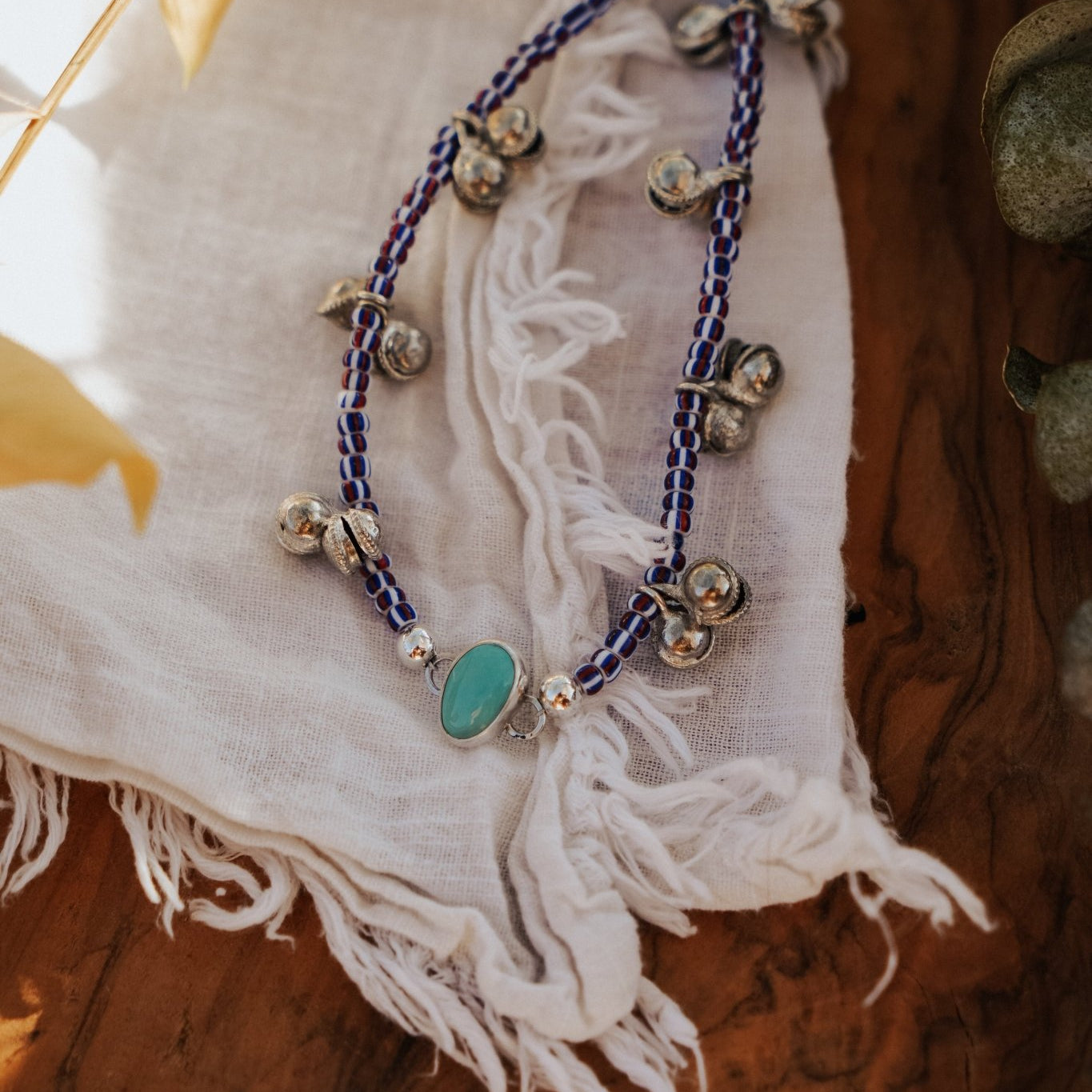 Anklet in Carico Lake Turquoise - Golden Road Crafted