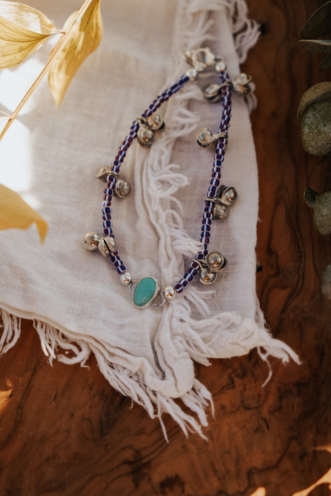 Anklet in Carico Lake Turquoise - Golden Road Crafted