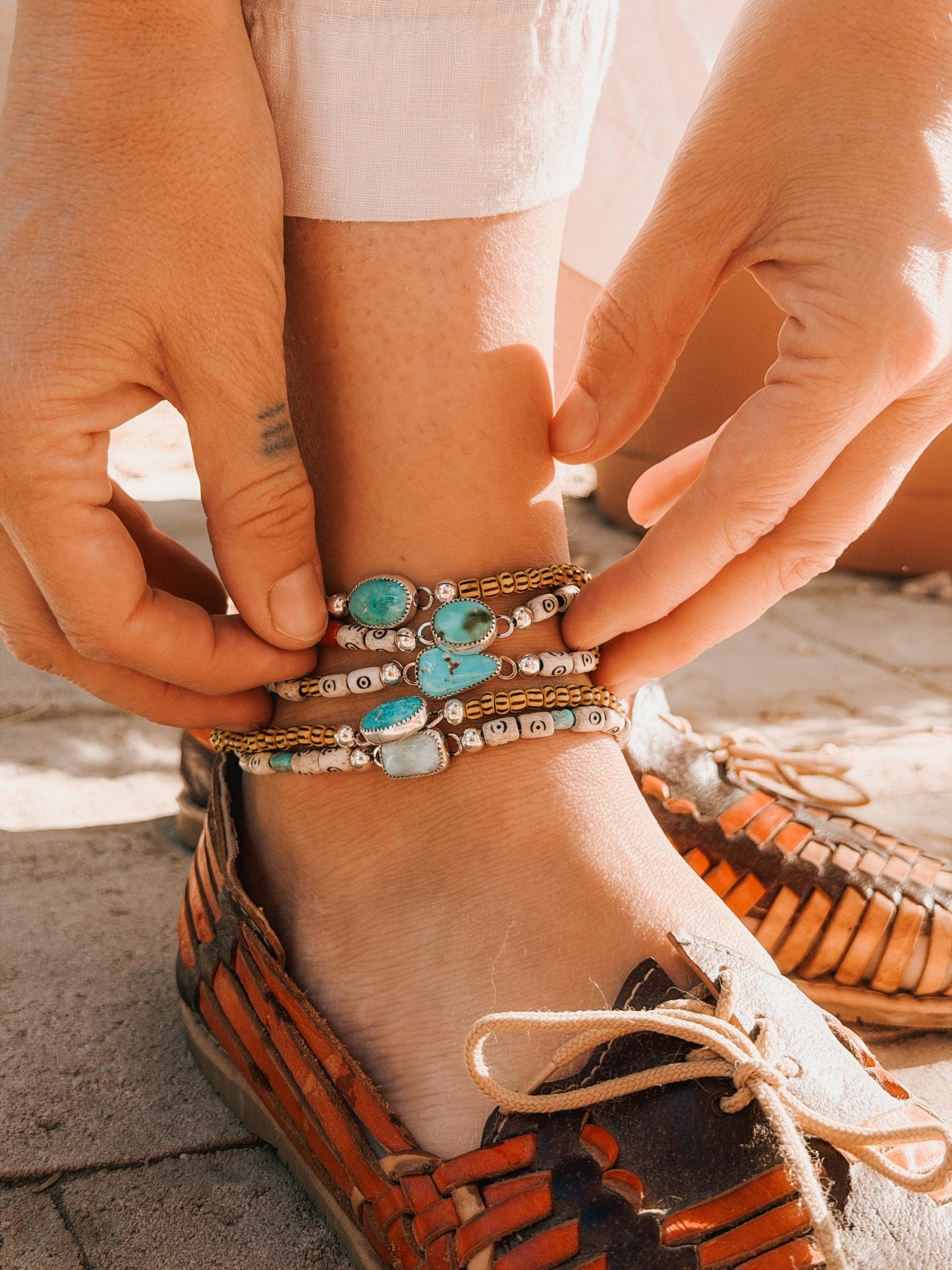 Anklet in Golden Hills Turquoise - Golden Road Crafted
