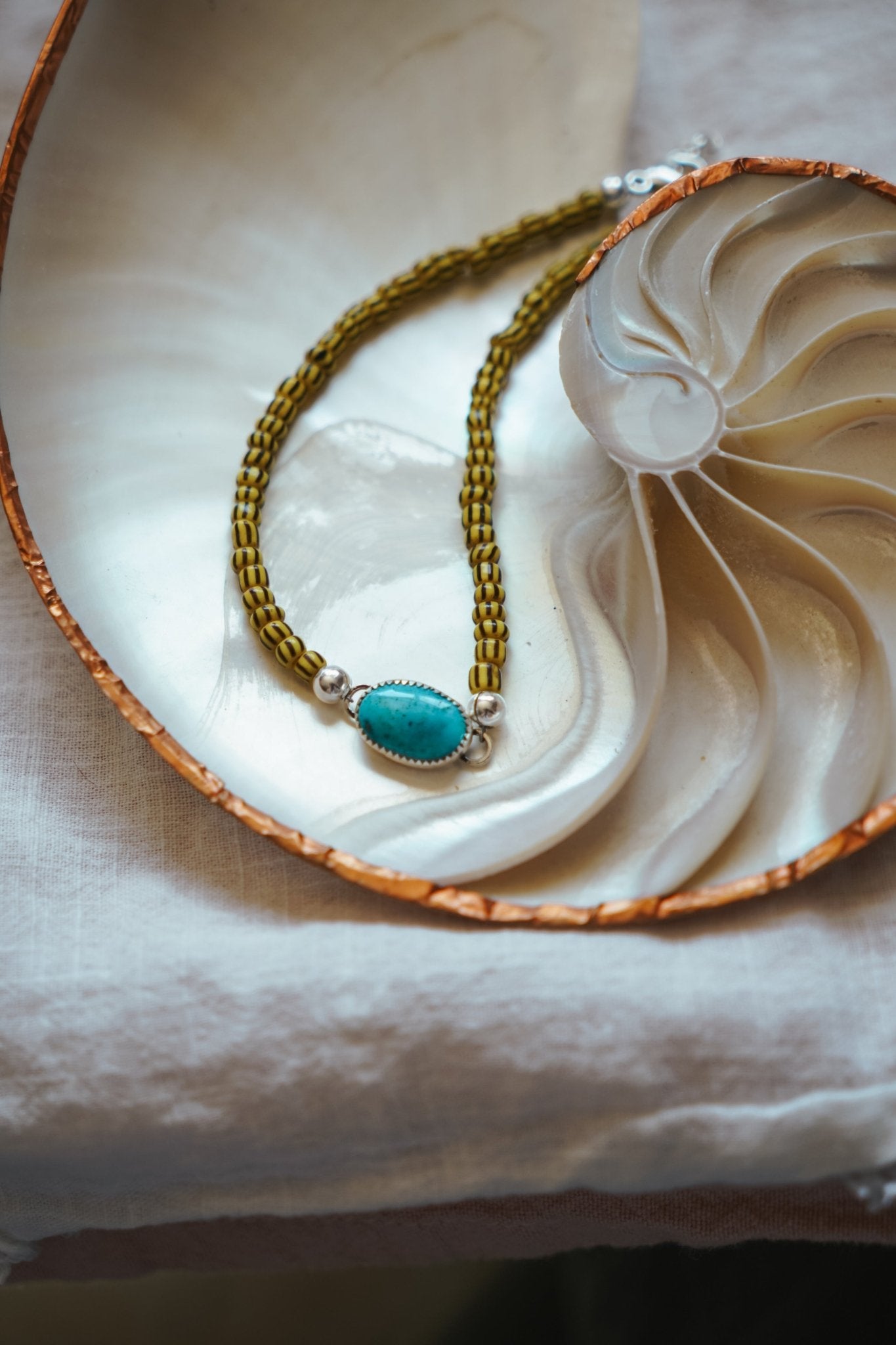Anklet in Sonoran Gem Turquoise - Golden Road Crafted